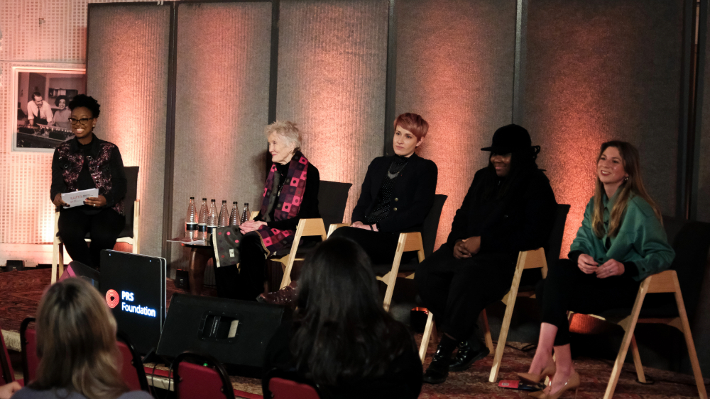 •	10 years of Women Make Music panel discussion at Abbey Road Studios – (l-r) YolanDa Brown, Peggy Seager, Olivia Gable, Tawiah, Harriet Moss (photo Eli Jones)