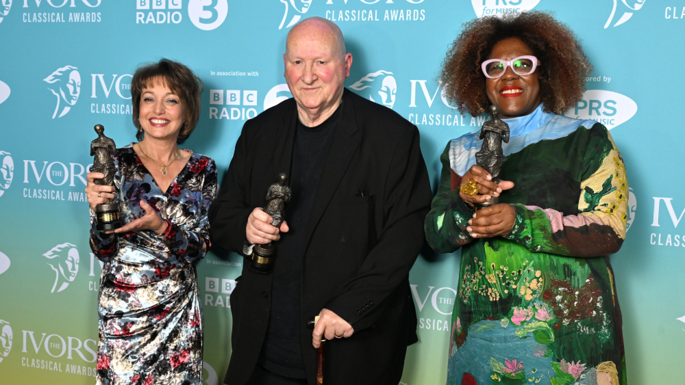 Roxanna Panufnik, Gavin Bryars and Errollyn Wallen at the Ivors Classical Awards 2024